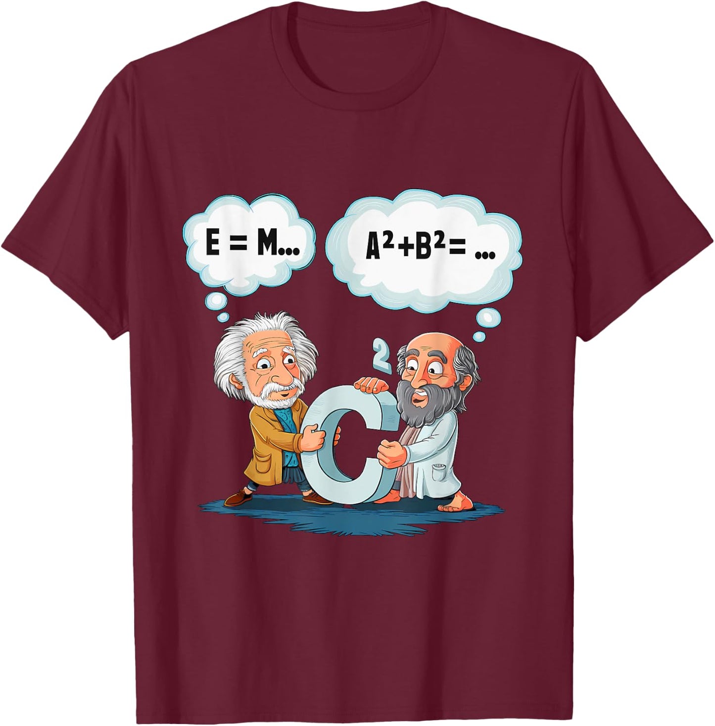 Funny Math E = MC² a² + b² = c² Groovy Science T-Shirt - T-Shirt | Maroon