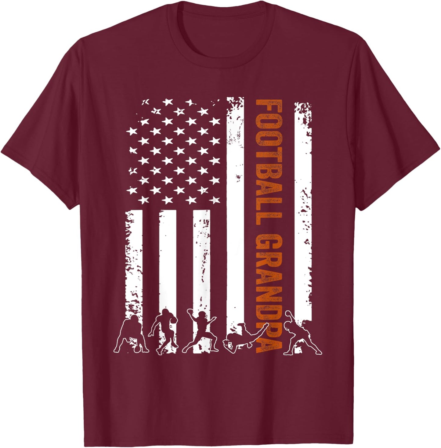Football Grandpa Flag USA Gift Football Grandpa T-Shirt - T-Shirt | Maroon