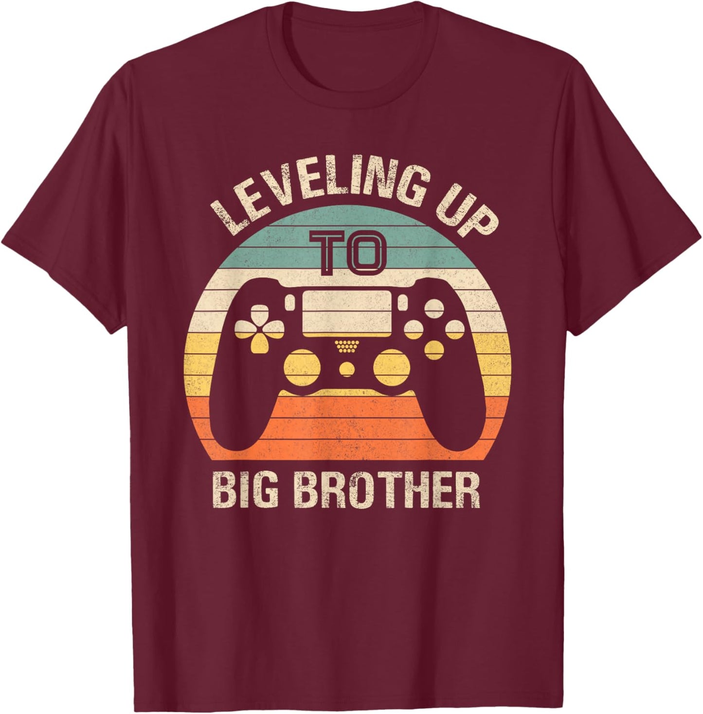 Leveling up to Big Brother 2025 funny gamer vintage kids men T-Shirt - T-Shirt | Maroon