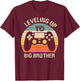 Leveling up to Big Brother 2025 funny gamer vintage kids men T-Shirt - T-Shirt | Maroon