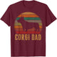 Retro Corgi Dad Gift Dog Owner Pet Welsh Corgi Father Men Women Kids T-Shirt - T-Shirt | Maroon