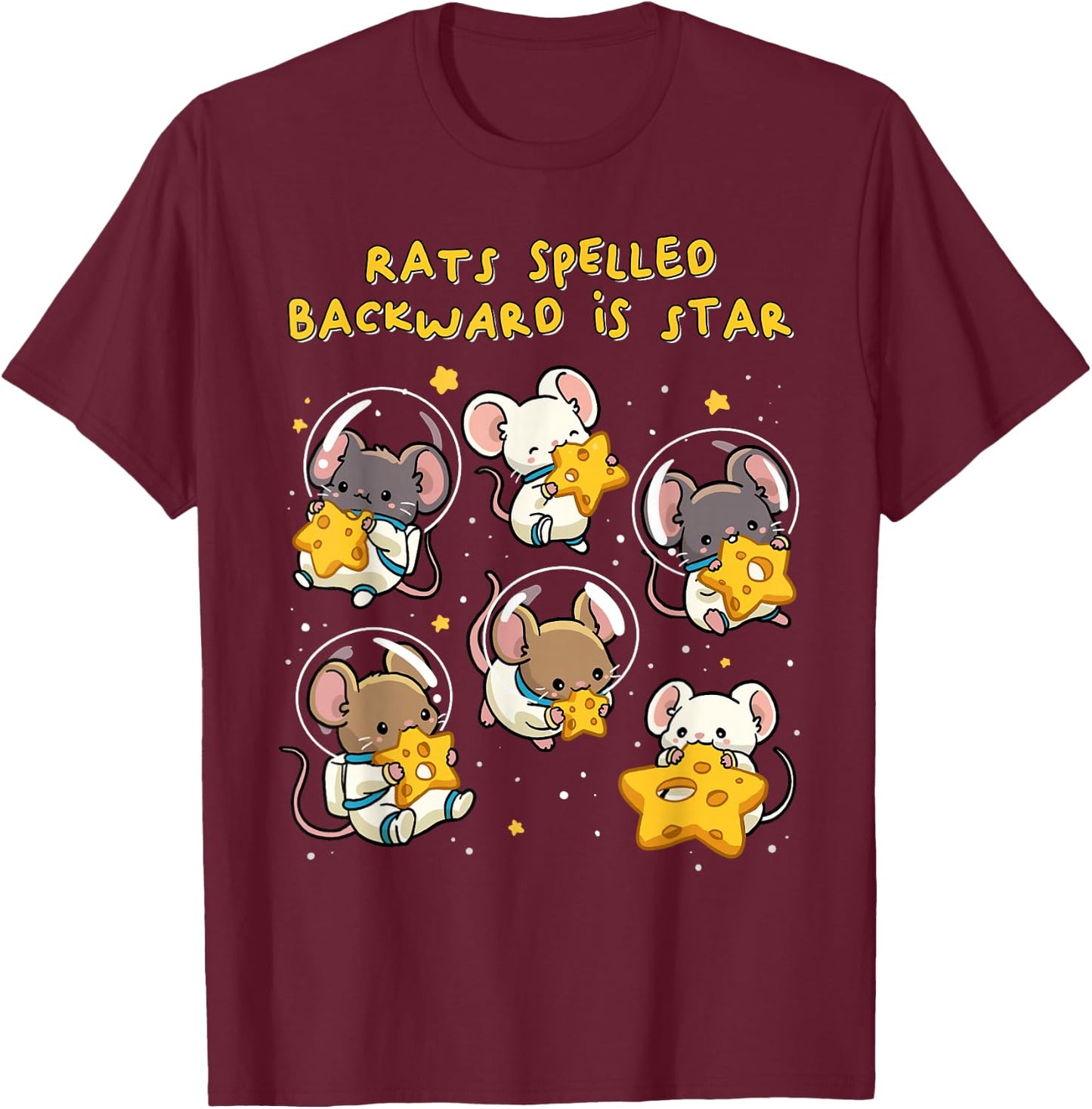 Rats Spelled Backward is Star Funny Space Rat Mice Anagram T-Shirt - T-Shirt | Maroon