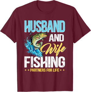 Husband and wife fishing partners for life T-Shirt - T-Shirt | Maroon