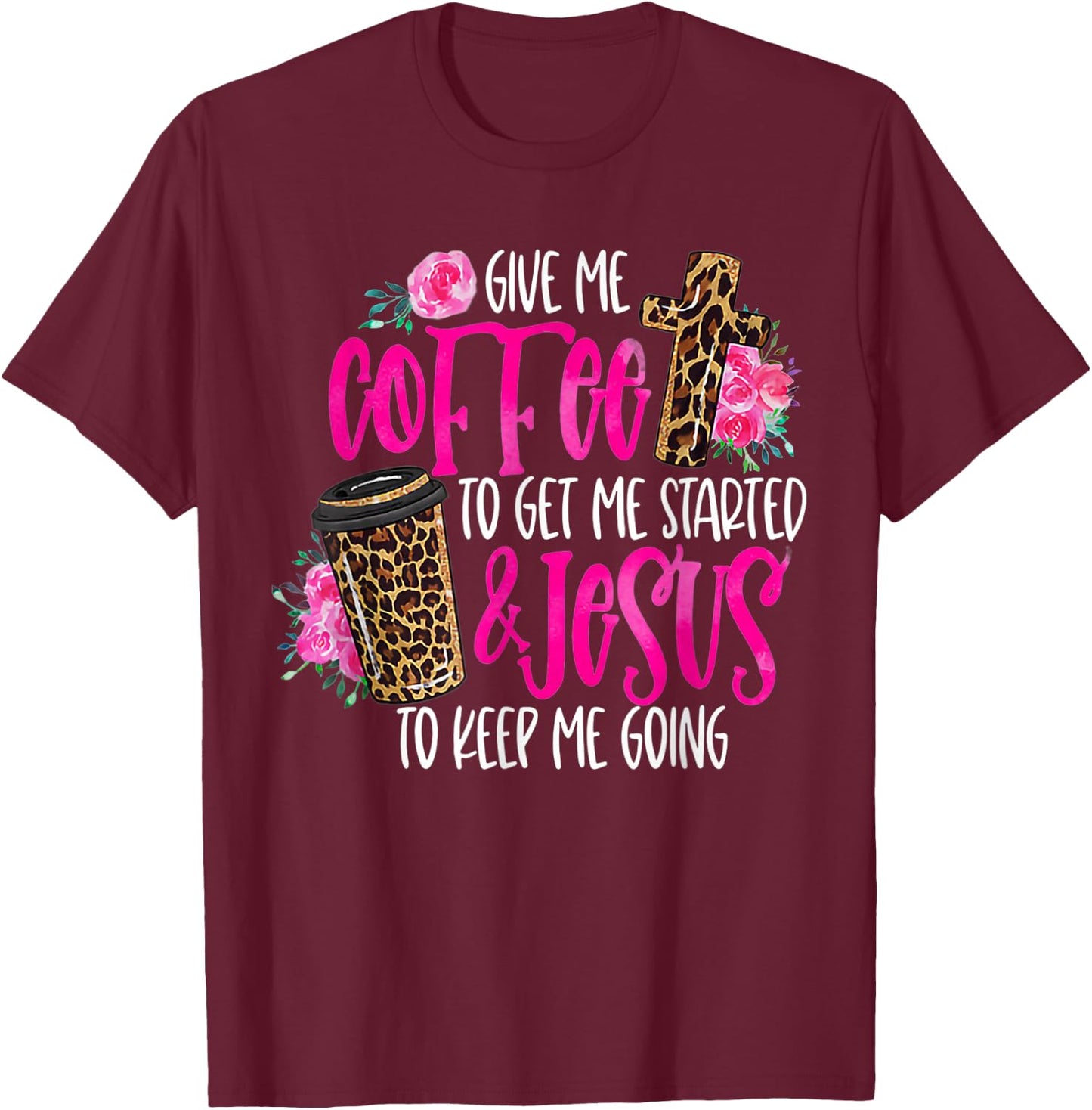 Coffee and Jesus Women's Misses Plus Size Teacher T-Shirt - T-Shirt | Maroon