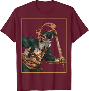 Sikh Martyr Baba Deep Singh Shahid Khanda Lion T-Shirt - T-Shirt | Maroon