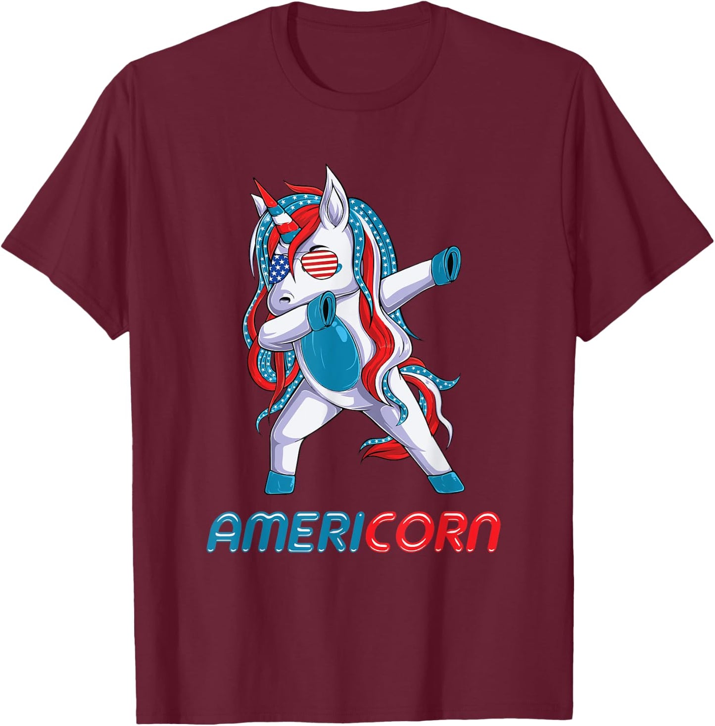 Dabbing Americorn Unicorn 4th Of July Mericorn Merica Kids T-Shirt - T-Shirt | Maroon
