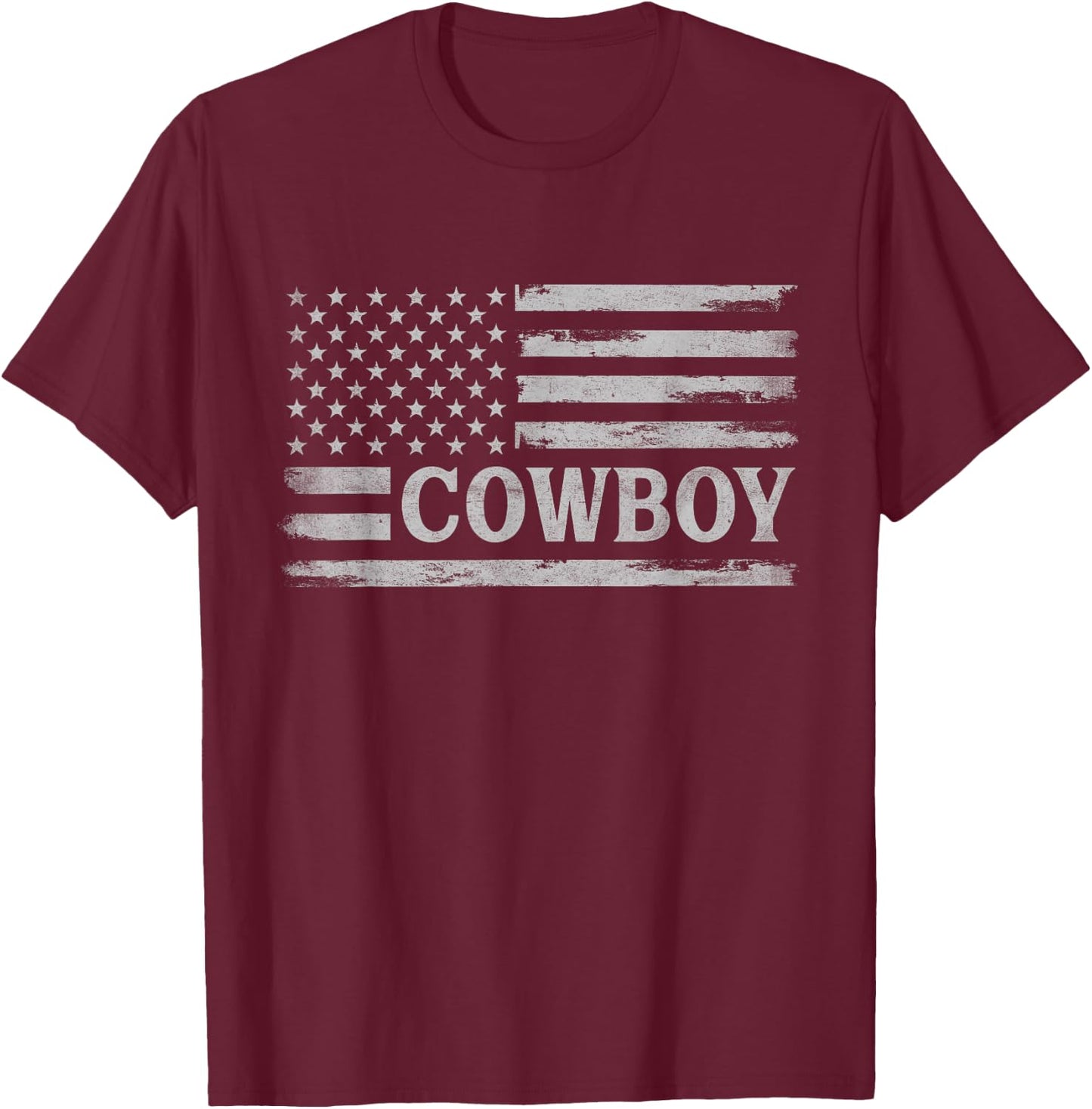 Cowboy Grey Vintage USA Flag Father's Day Rancher T-Shirt - T-Shirt | Maroon