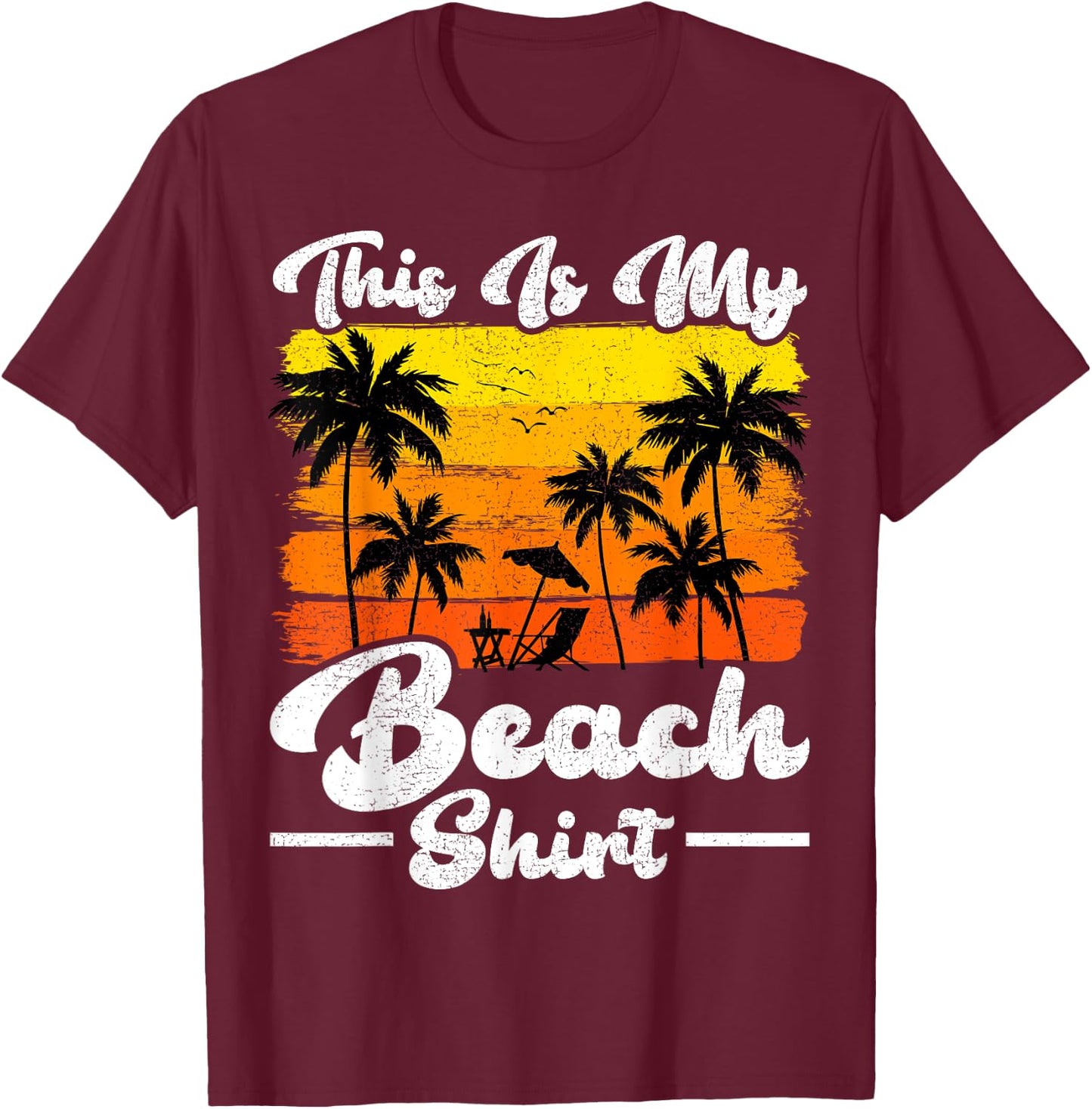 Summer Vacation Vintage Retro Palm Tree This Is My Beach Women Girls Kids T-Shirt - T-Shirt | Maroon