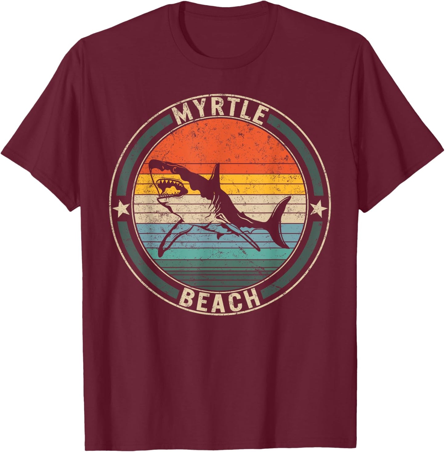 Myrtle Beach South Carolina Shark SC Souvenir Beach Lover T-Shirt - T-Shirt | Maroon