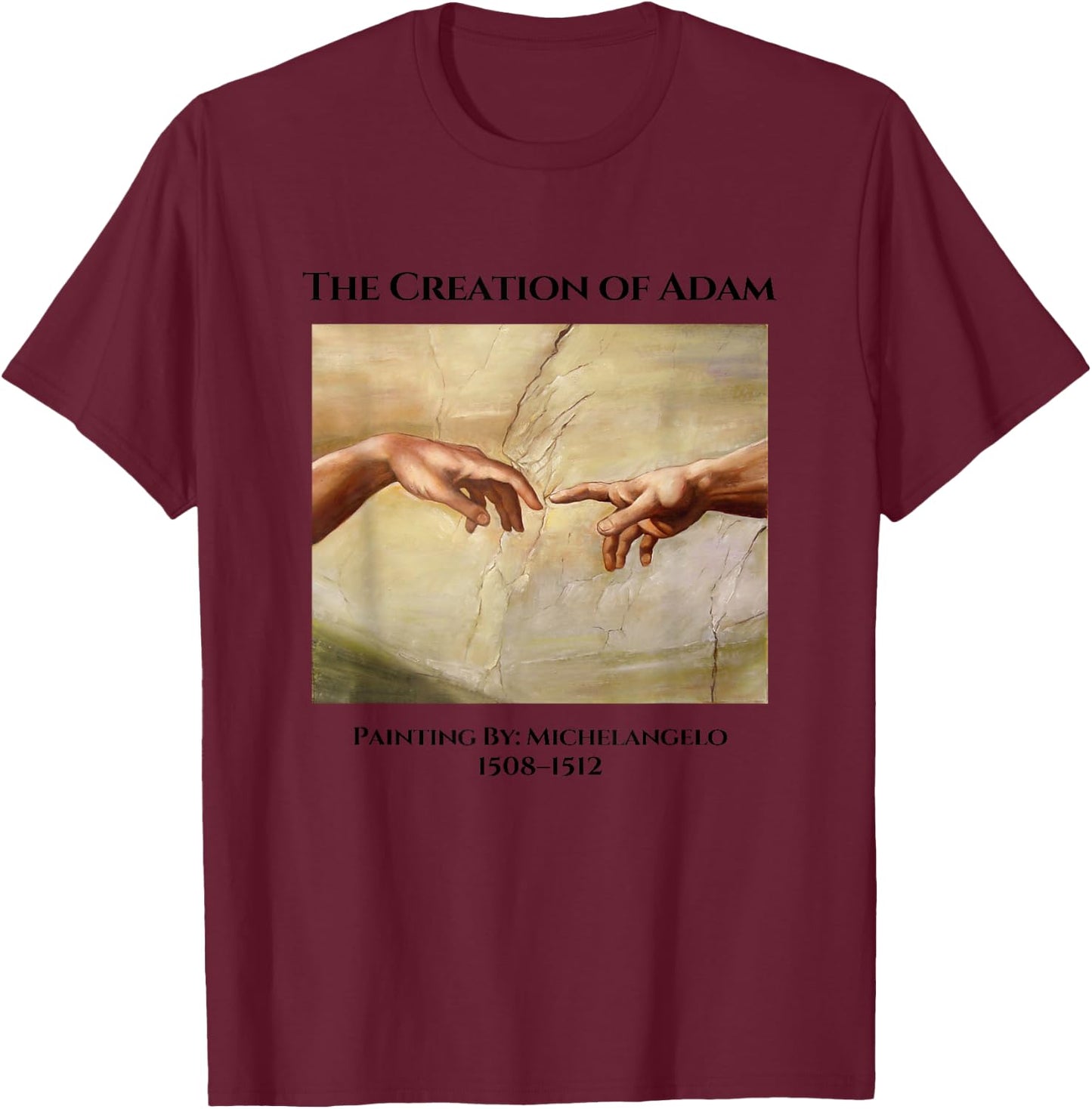 The Creation of Adam Novelty Graphic & Cool Art Designs T-Shirt - T-Shirt | Maroon