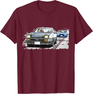 JDM Car Street Drift Race - 86 VS gc8 version 5 anime rally T-Shirt - T-Shirt | Maroon