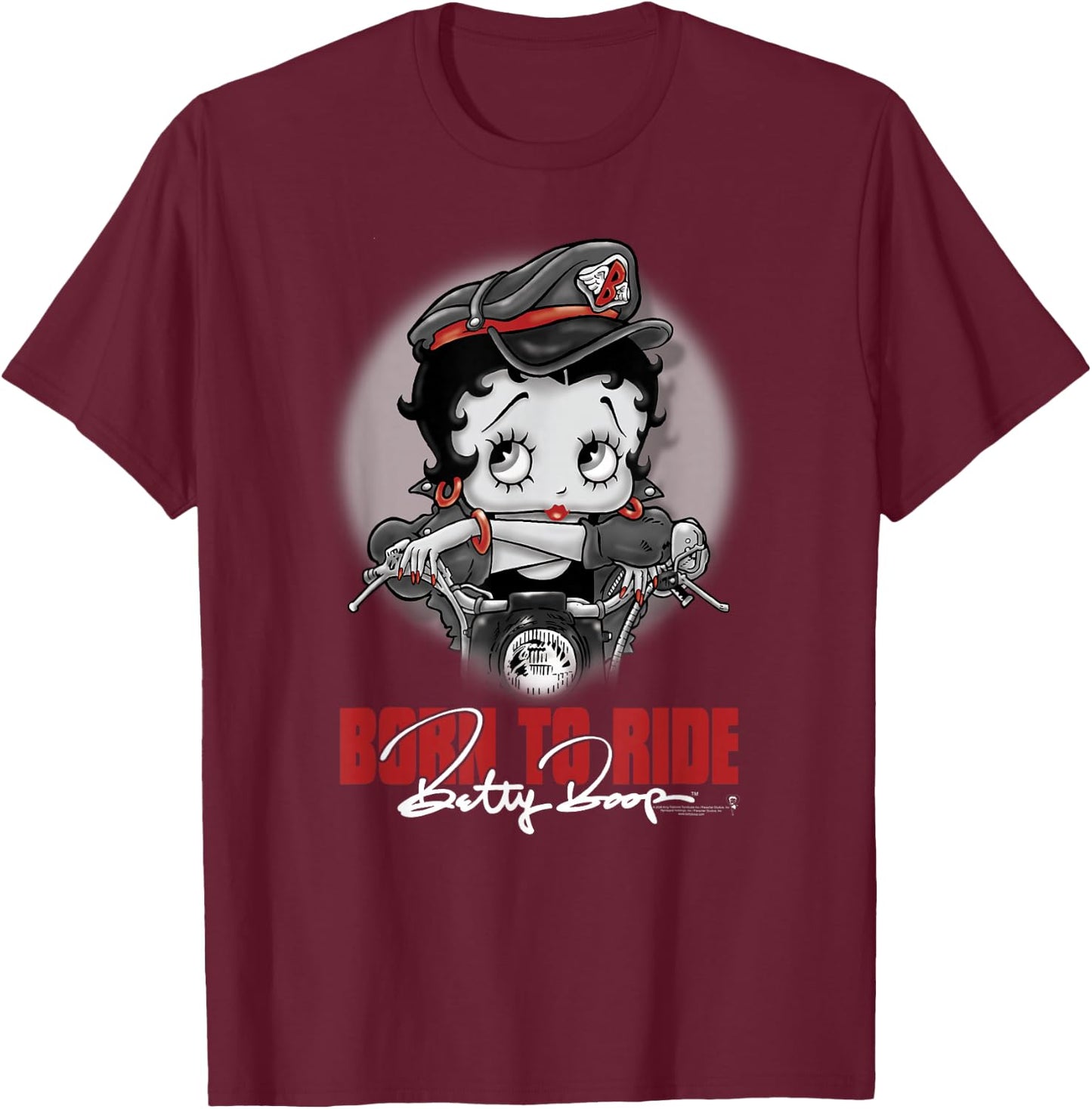 Betty Boop Born to Ride T-Shirt - T-Shirt | Maroon