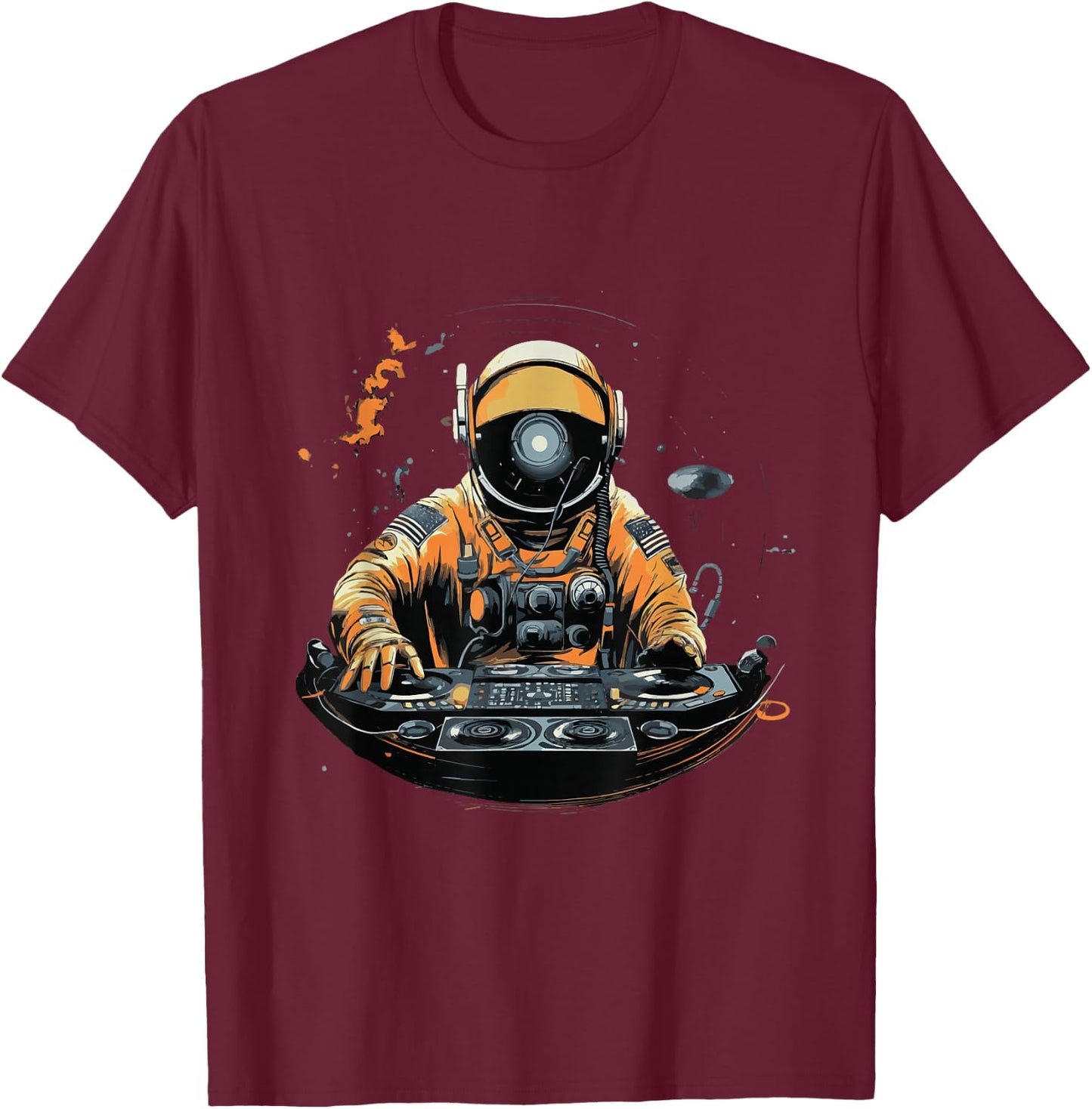 Astronaut DJ In Space T-Shirt - T-Shirt | Maroon