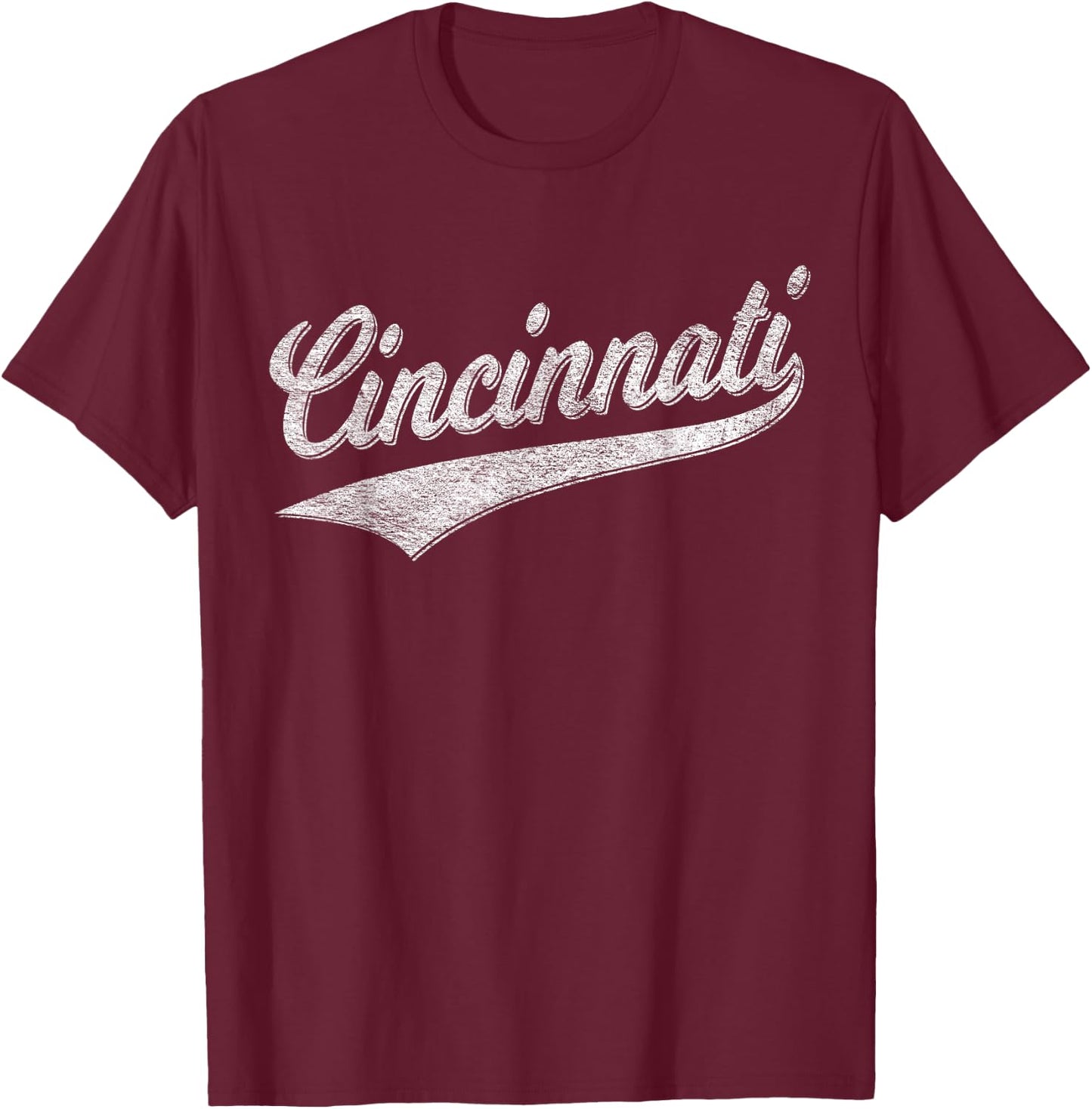 Cincinnati Ohio Retro Script Sports Jersey Flag T-Shirt - T-Shirt | Maroon