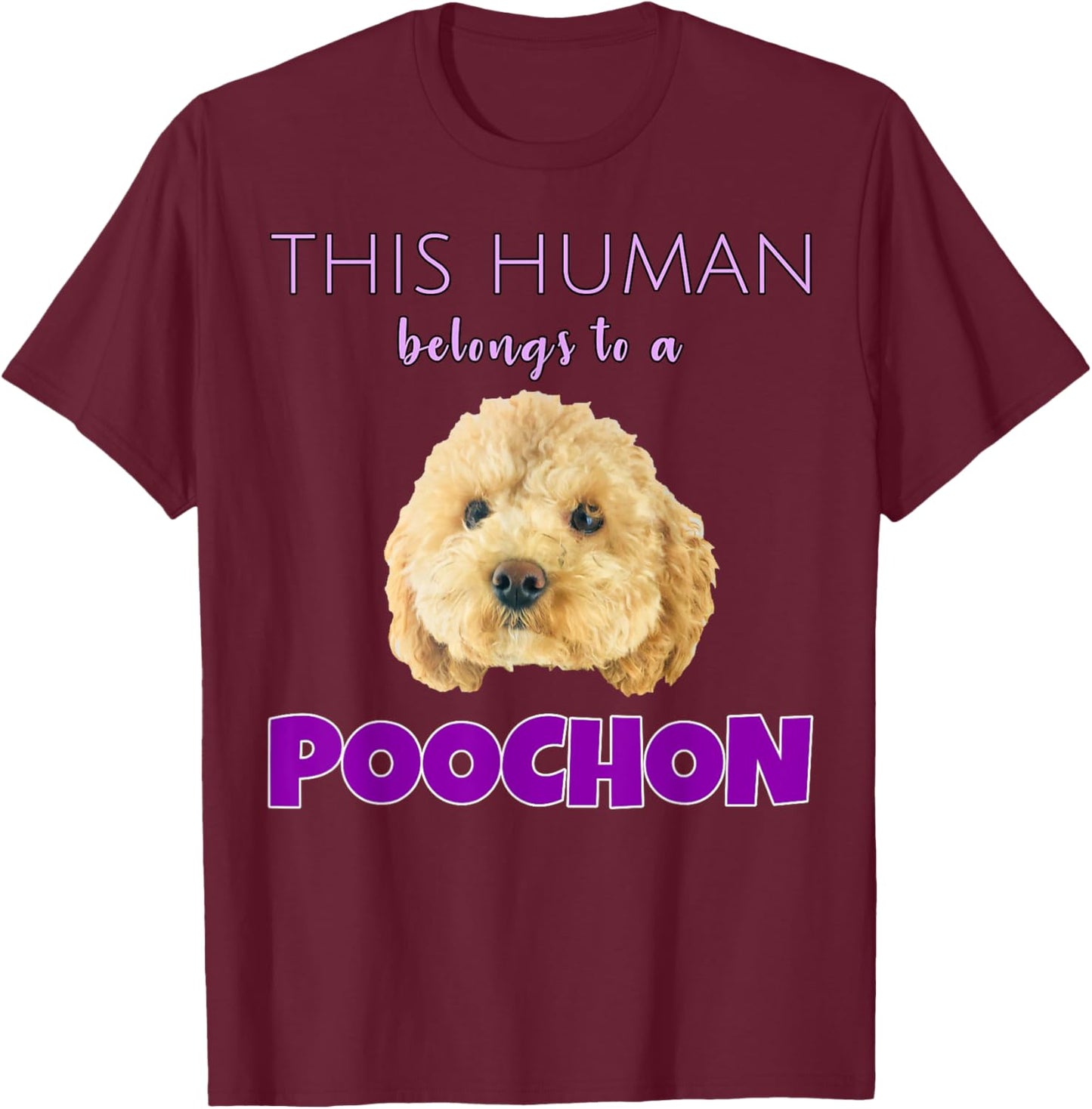 This Human belongs to a Poochon puppy dog owner gift T-Shirt - T-Shirt | Maroon