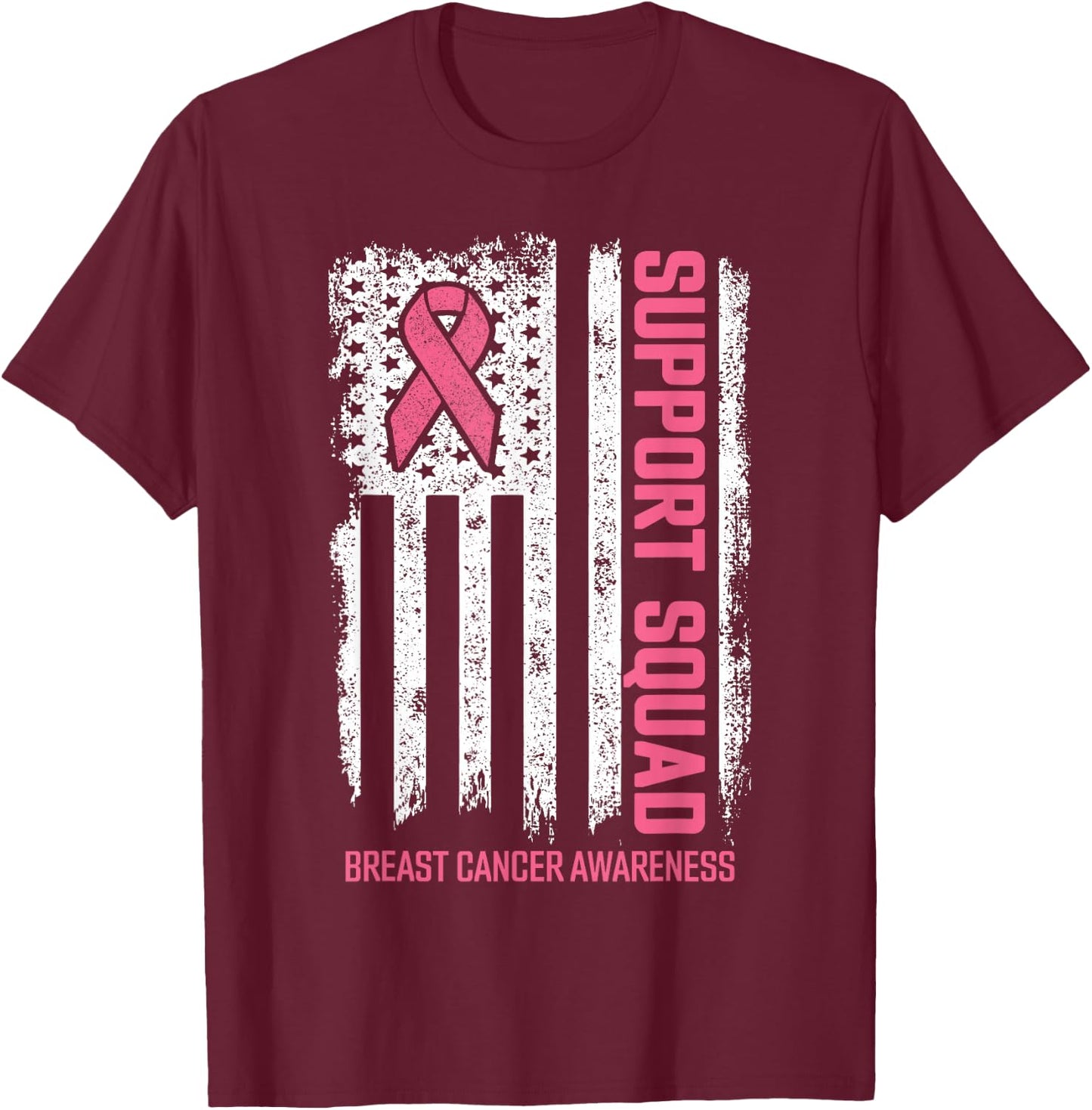 Breast Cancer Support Squad Breast Cancer Awareness T-Shirt - T-Shirt | Maroon