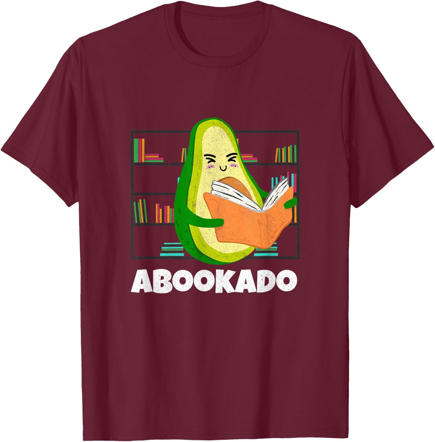 Reading Avocado Book School Librarian Mothers Day Abookado T-Shirt - T-Shirt | Maroon