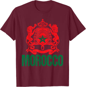 Morocco Football Soccer World 2026 Flag Design Outfit T-Shirt - T-Shirt | Maroon