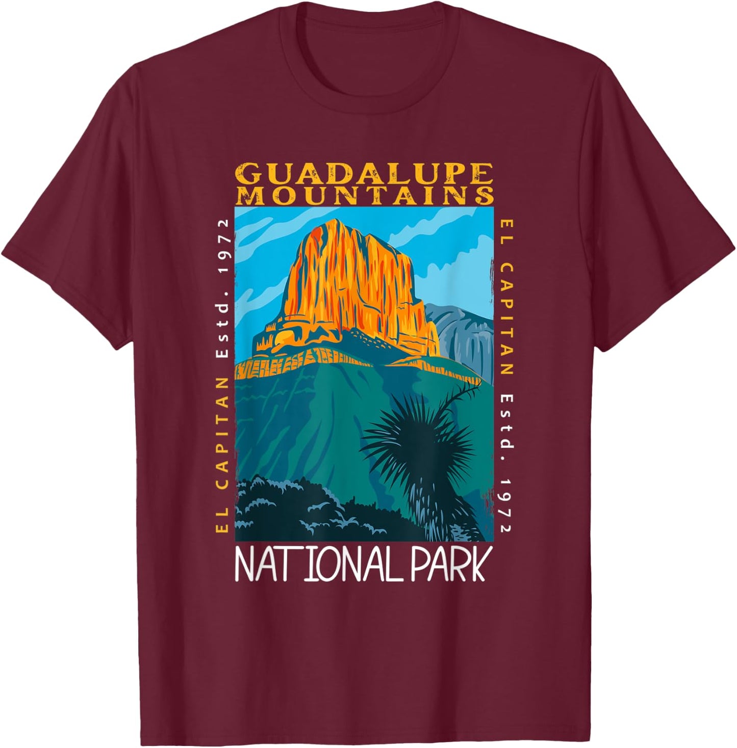 Guadalupe Mountains National Park El Capitan Vintage T-Shirt - T-Shirt | Maroon