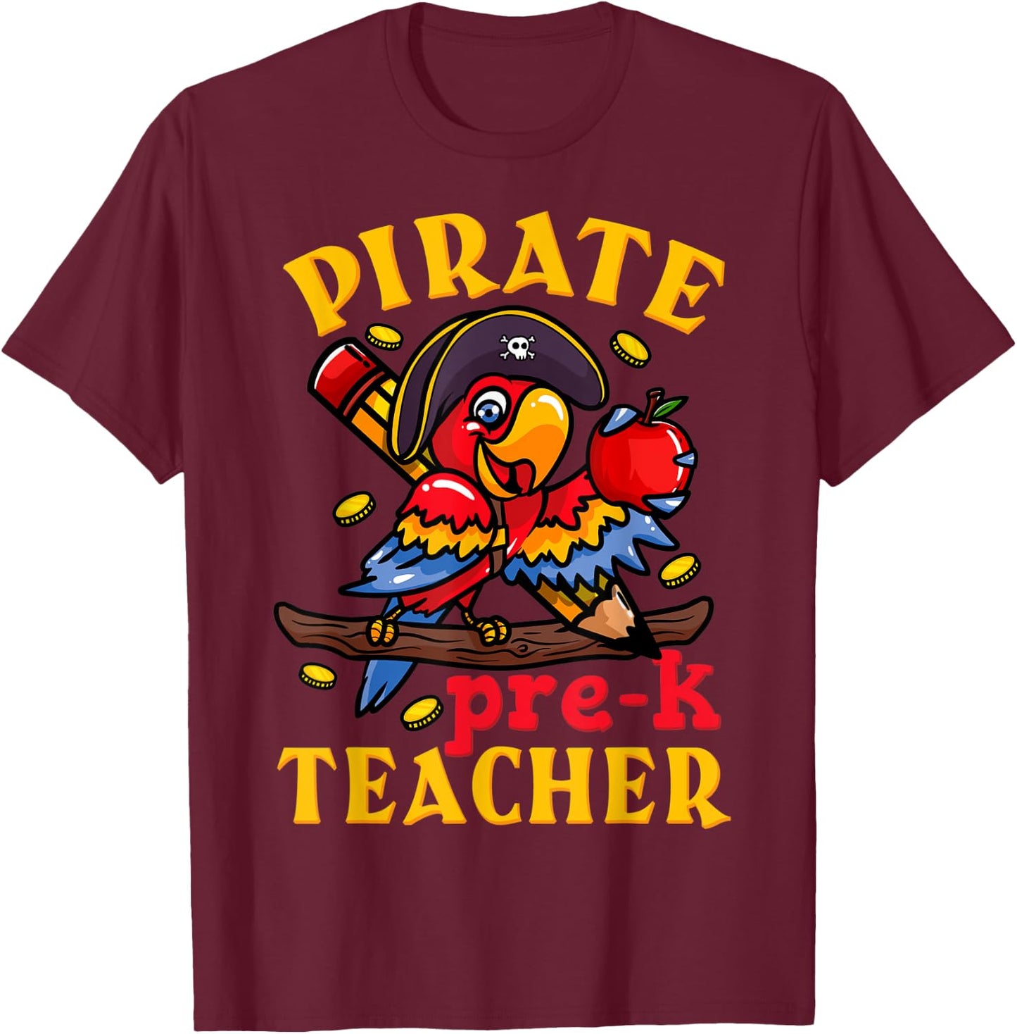 Pirate Pre-K Teacher Preschool Halloween Women Kids T-Shirt - T-Shirt | Maroon