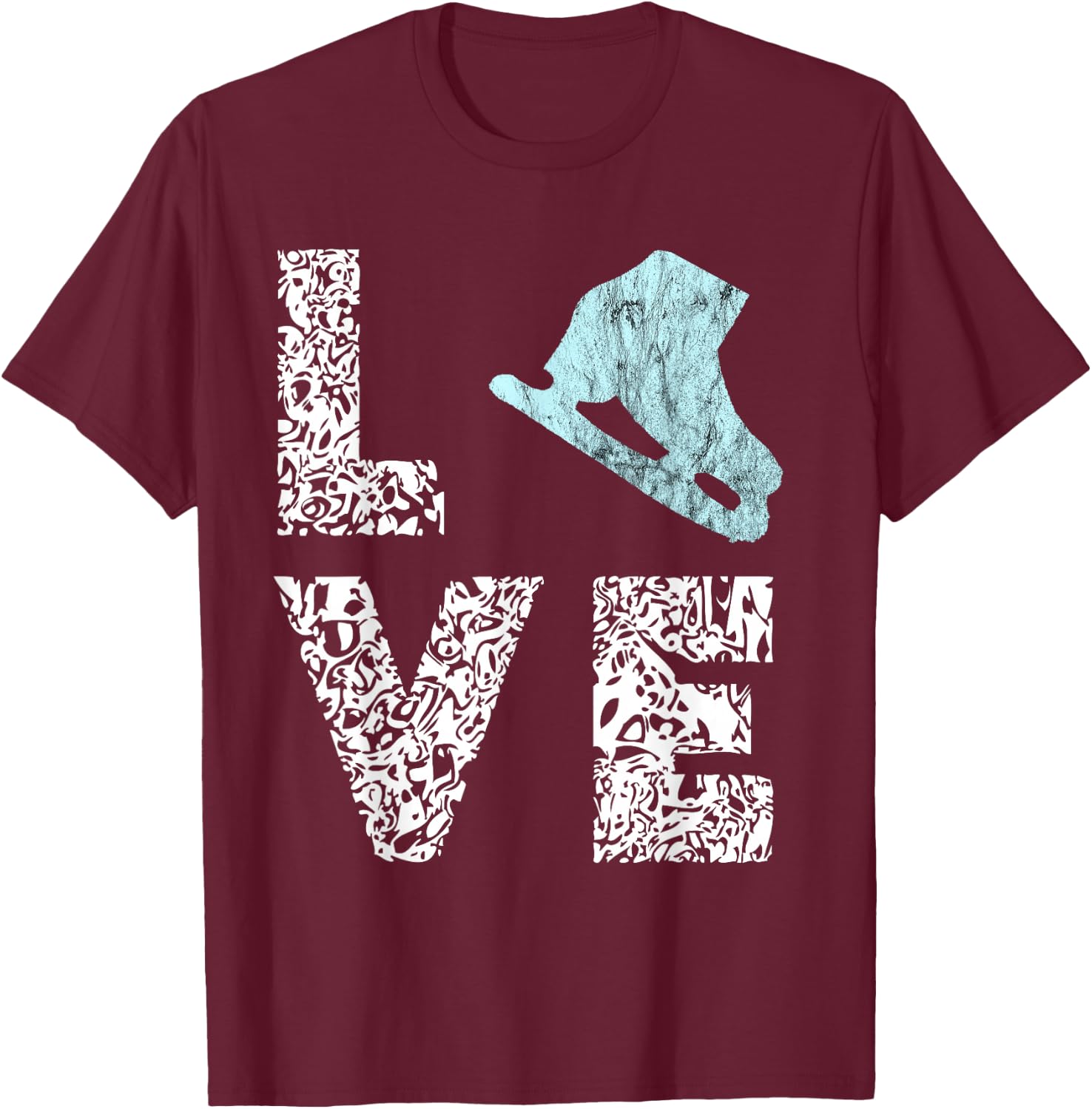 Ice Skates Figure Skating Ice Skates Rink Skate T-Shirt - T-Shirt | Maroon