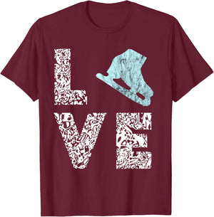 Ice Skates Figure Skating Ice Skates Rink Skate T-Shirt - T-Shirt | Maroon