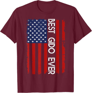 Best GIDO Ever Vintage American Flag Fathers Day T-Shirt - T-Shirt | Maroon