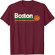 Vintage Basketball Boston City B-Ball Retro Stripes T-Shirt - T-Shirt | Maroon