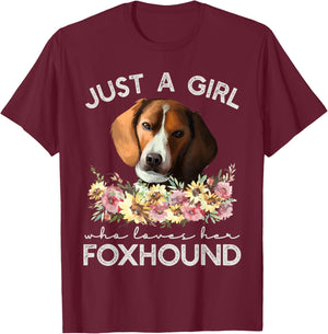 American Foxhound Shirt Just A Girl Who Loves Her Foxhound T-Shirt - T-Shirt | Maroon