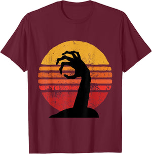 Vintage Zombie Shirt Halloween 2021 Retro Zombie Hand T-Shirt - T-Shirt | Maroon