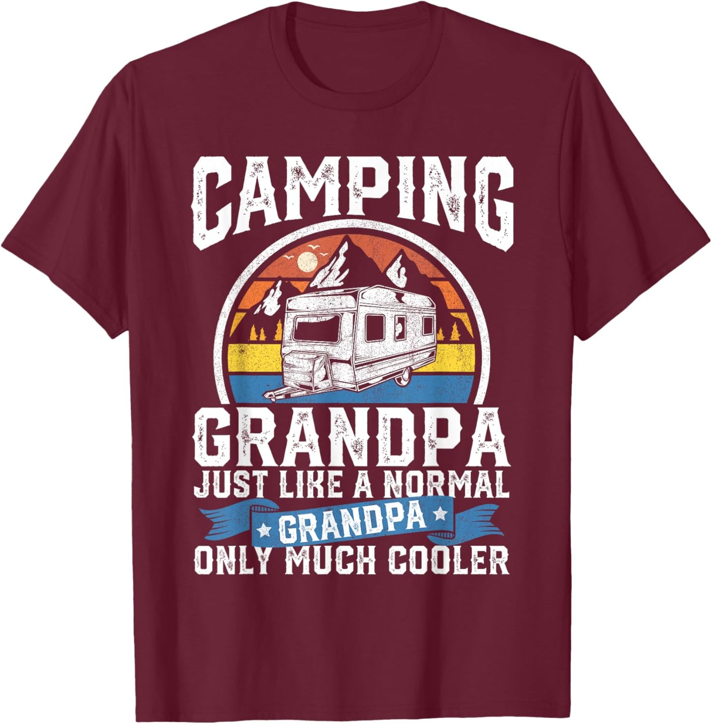 Camping Grandpa Funny Camper RV Retro Papa Outdoors Gift T-Shirt - T-Shirt | Maroon