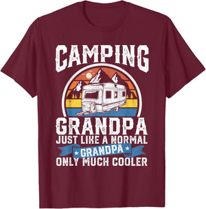 Camping Grandpa Funny Camper RV Retro Papa Outdoors Gift T-Shirt - T-Shirt | Maroon