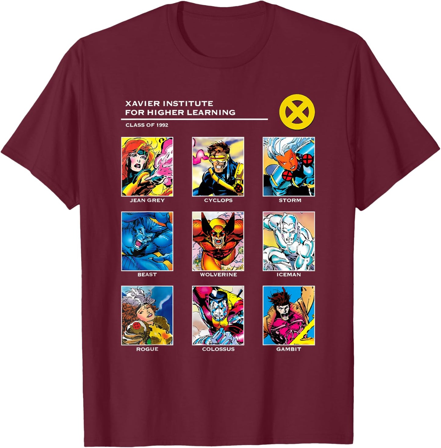 Marvel X-Men Xavier Institute 90s T-Shirt - T-Shirt | Maroon