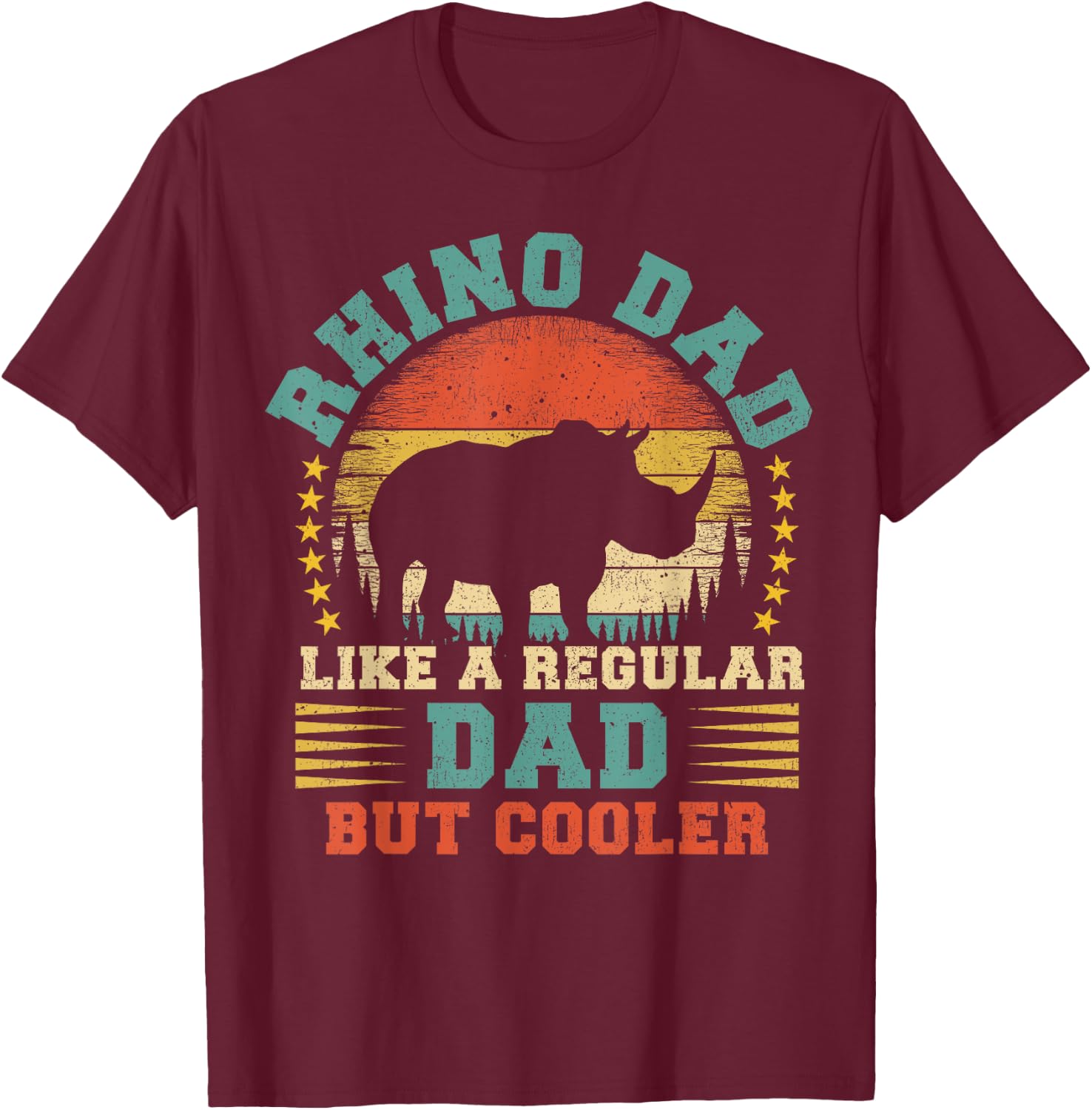 Vintage Rhino Dad Like A Regular Dad Rhino Father's Day T-Shirt - T-Shirt | Maroon