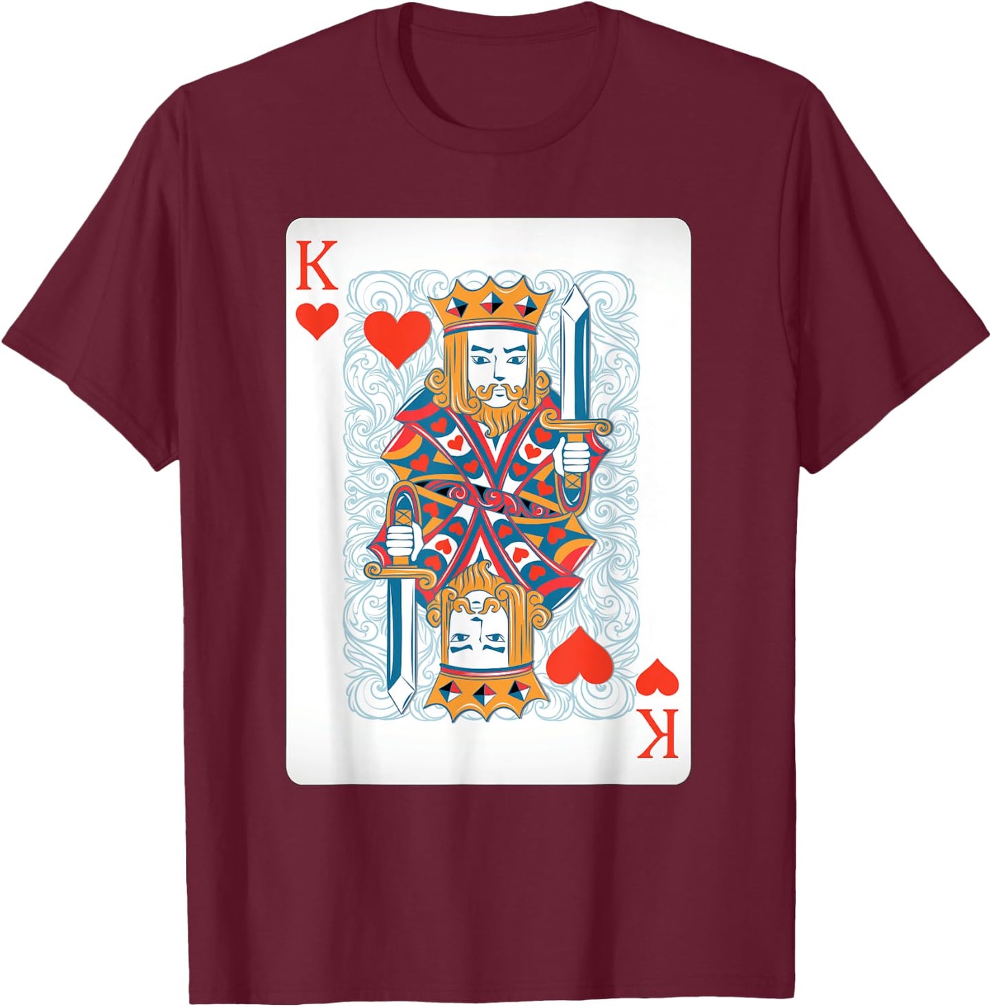 King Of The Hearts Playing Card Poker T-Shirt - T-Shirt | Maroon