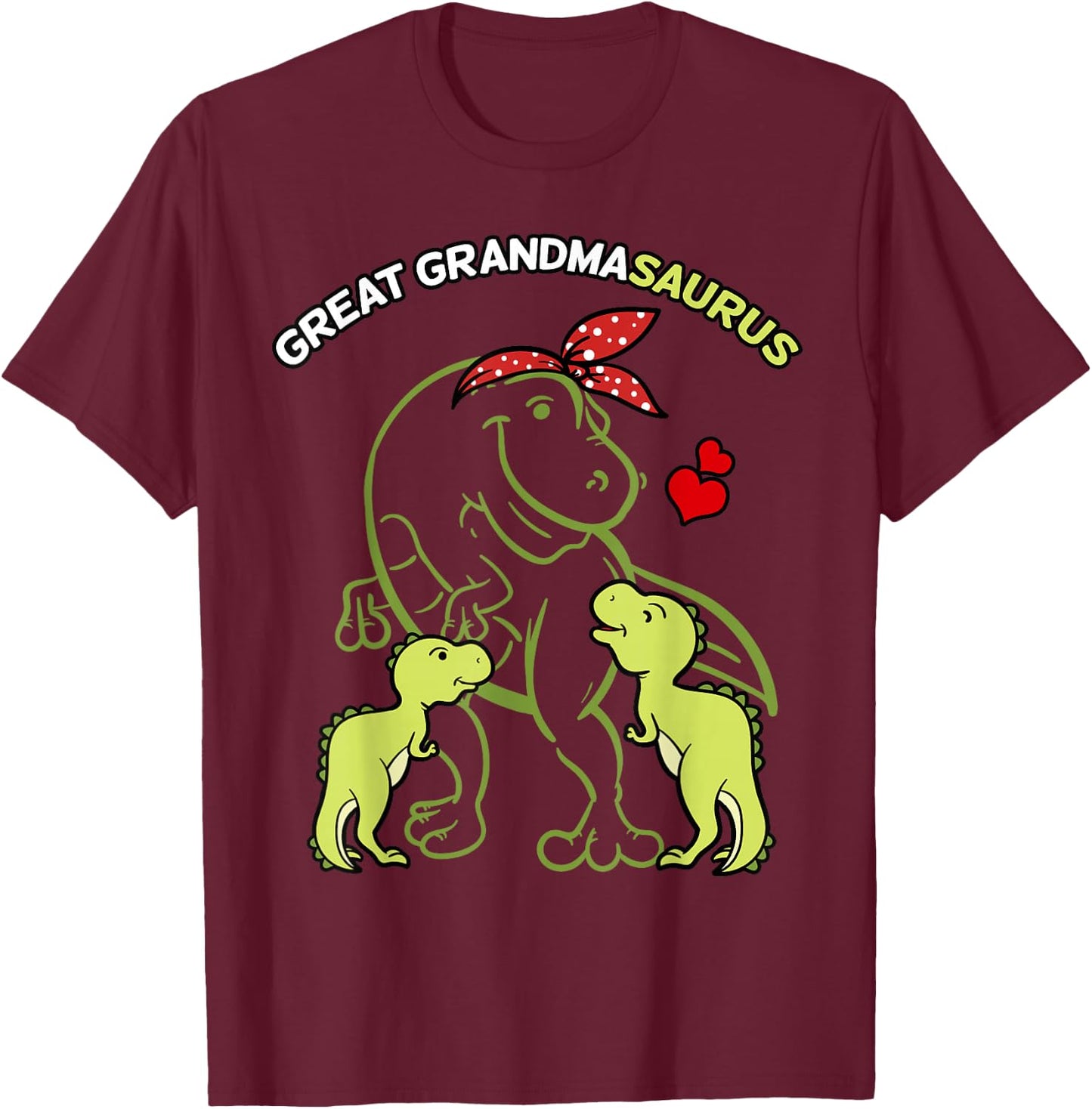Great Grandmasaurus Great Grandma 2 Kids Dinosaur T-Shirt - T-Shirt | Maroon