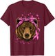 Pawsome Breast Cancer Awareness Women's Pink Animal Print - Small - Short Sleeve - Classic Fit - Cotton Blend - Imported T-Shirt - T-Shirt | Maroon