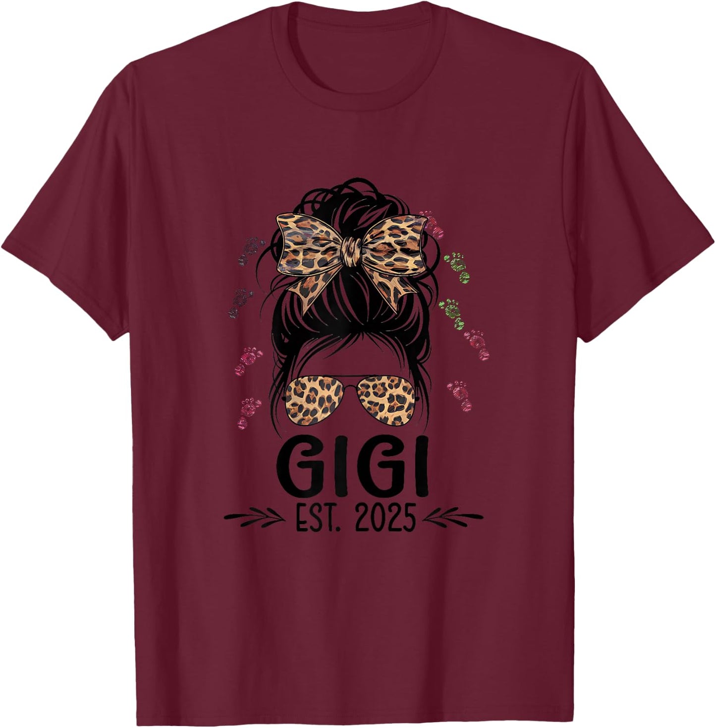 Promoted to Gigi Est 2025 Soon to be Gigi Mothers Day T-Shirt - T-Shirt | Maroon