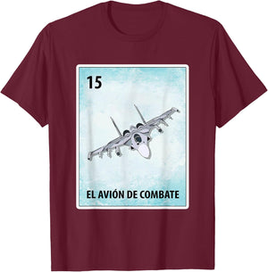 El Avion De Combate Mexican Cards Fighter Jet T-Shirt - T-Shirt | Maroon