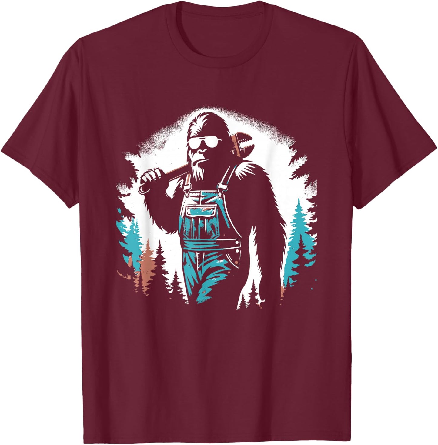 Bigfoot Plumber - Funny Plumber Bigfoot Sasquatch Lover T-Shirt - T-Shirt | Maroon