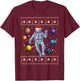Astronaut Space Planets Lover Ugly Christmas Sweater Style T-Shirt - T-Shirt | Maroon