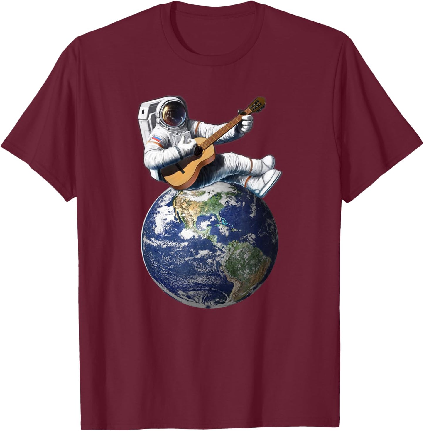 Astronaut Playing Guitar Space Guitarist Music Gift T-Shirt - T-Shirt | Maroon