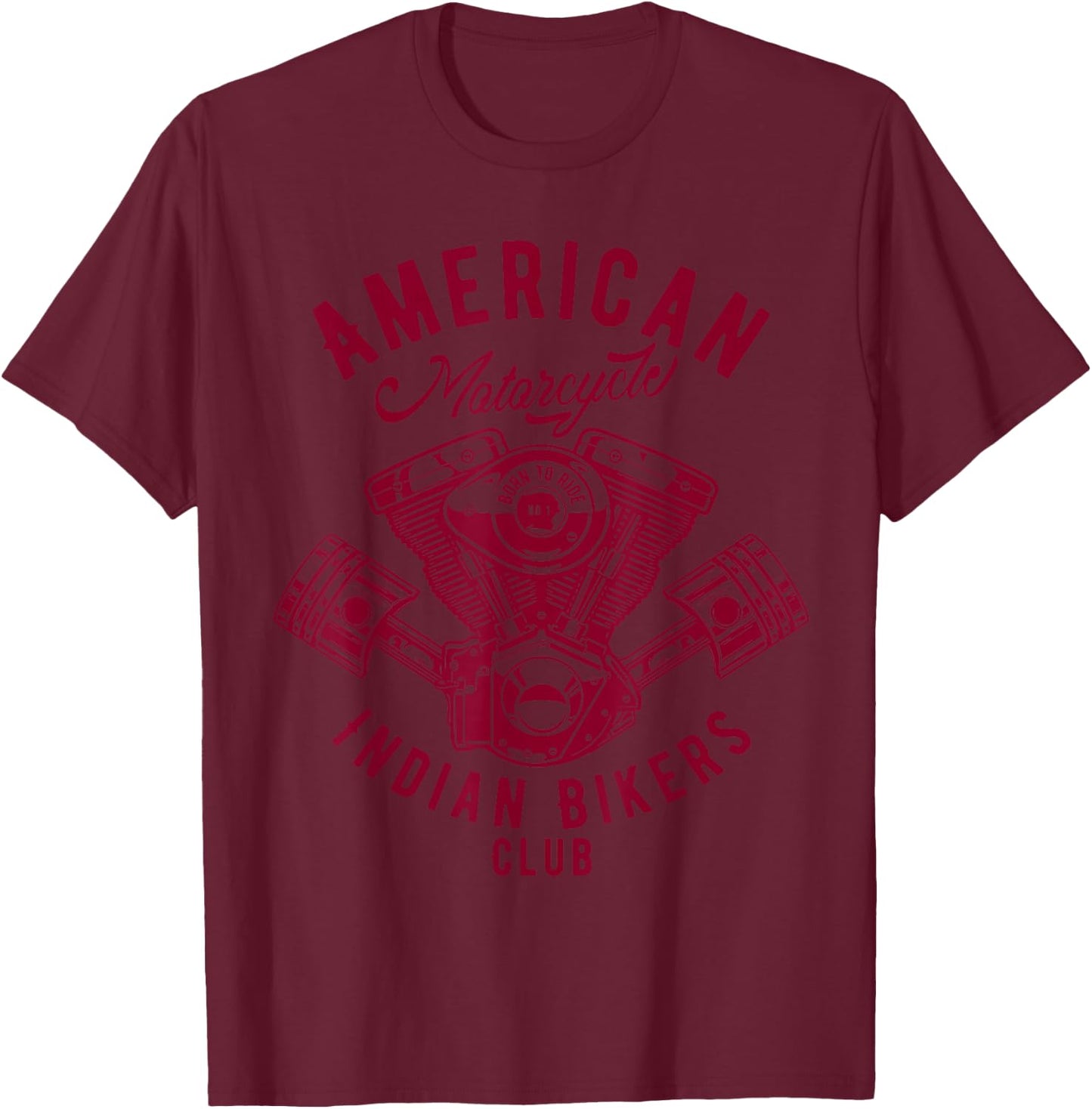 retro American Motorcycle Indian Bikers Club T Shirt T-Shirt - T-Shirt | Maroon