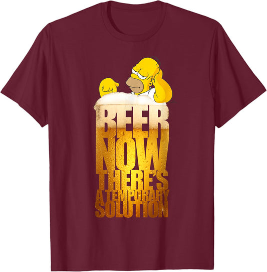 The Simpsons Homer Beer Solution Brewed Humour Beer Lover T-Shirt - T-Shirt | Maroon