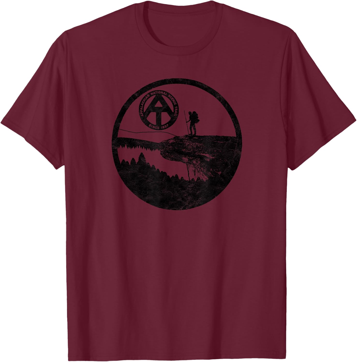 Mountain Life Appalachian Trail Shirts - Men's Grey Graphic , Small, Short Sleeve, Classic Fit, Polyester, Hiking, Camping T-Shirt - T-Shirt | Maroon