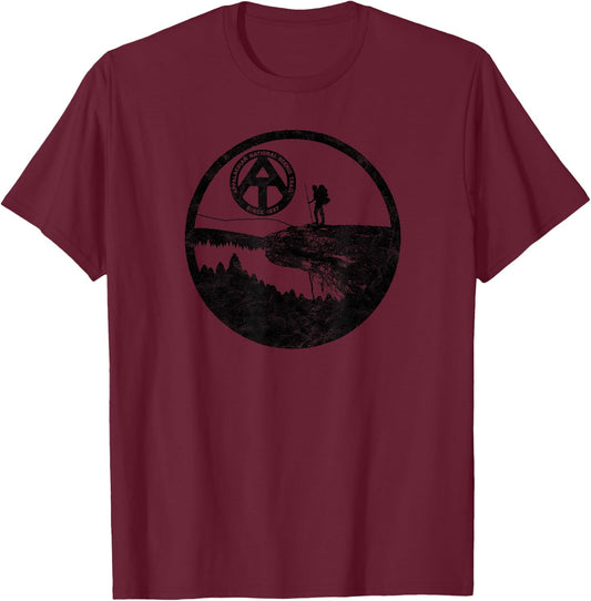 Mountain Life Appalachian Trail Shirts - Men's Grey Graphic , Small, Short Sleeve, Classic Fit, Polyester, Hiking, Camping T-Shirt - T-Shirt | Maroon