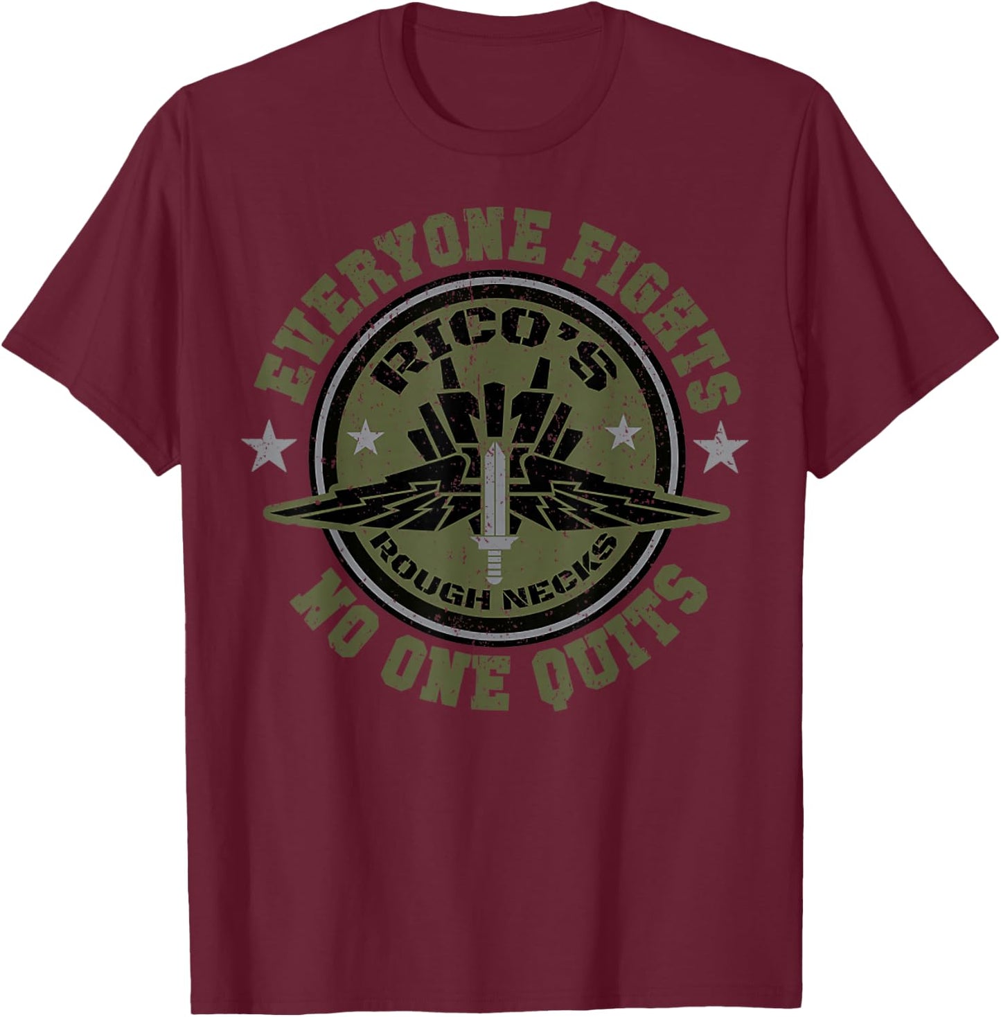 Vintage Mobile Infantry Ricos Roughnecks T-Shirt - T-Shirt | Maroon