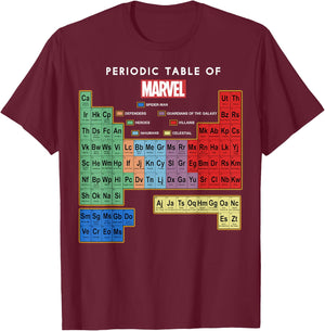 Marvel Periodic Table of Characters T-Shirt - T-Shirt | Maroon