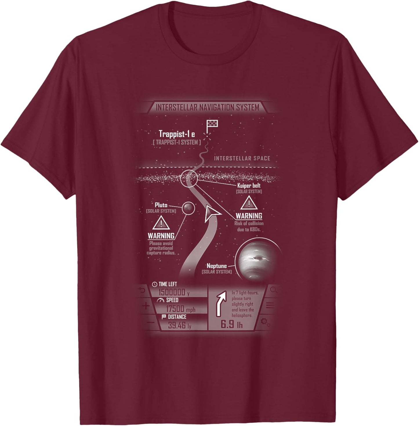 Interstellar Journey to Trappist T-Shirt - T-Shirt | Maroon