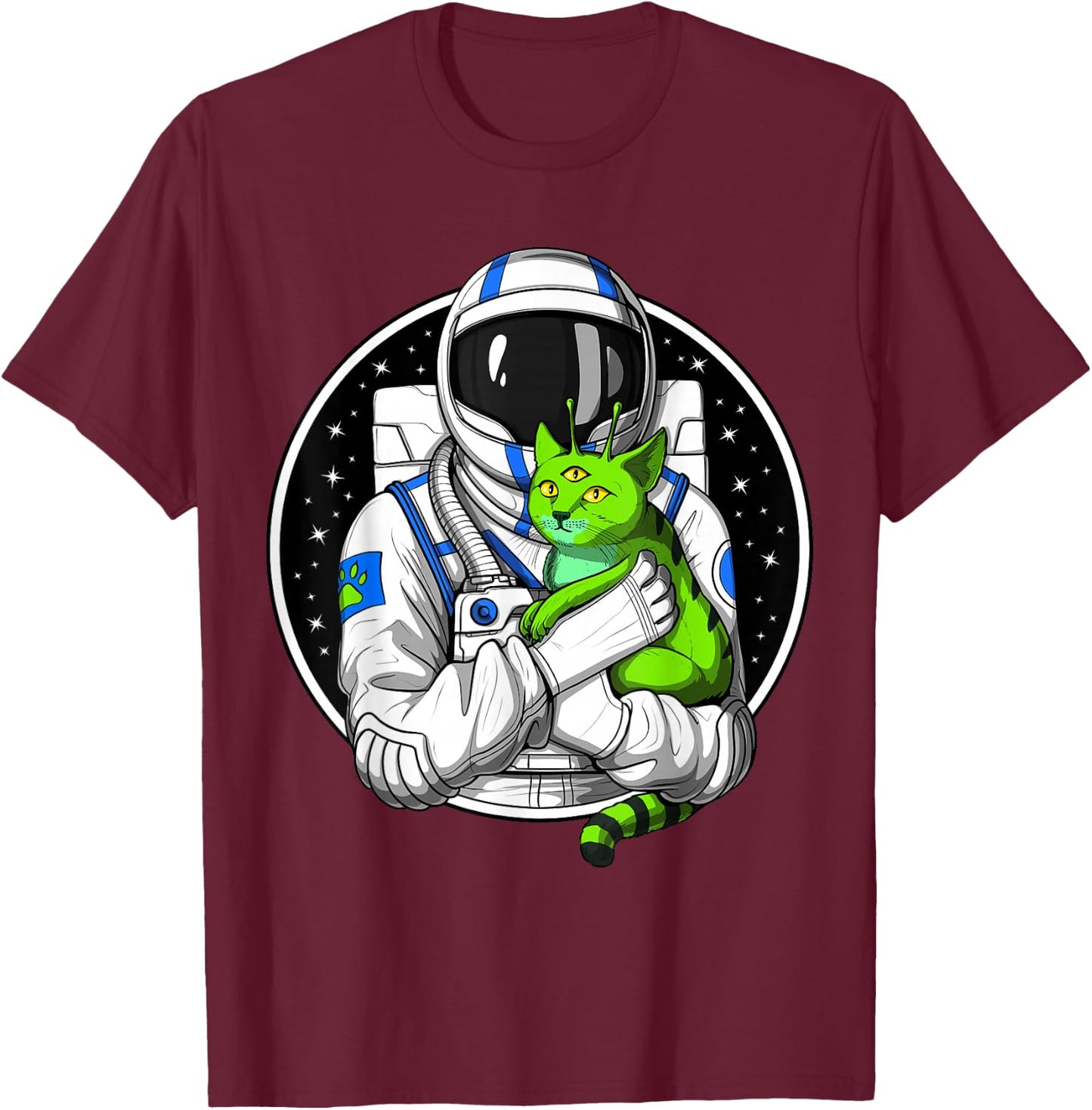 Astronaut Cat Space Alien Funny Astronaut T-Shirt - T-Shirt | Maroon